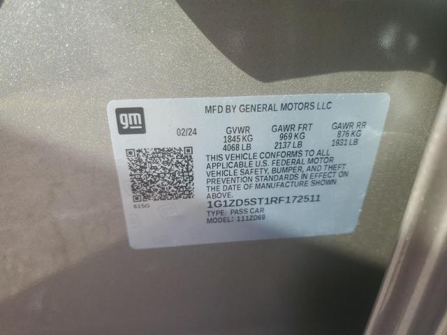 1G1ZD5ST1RF172511 - 2024 CHEVROLET MALIBU LT 灰色 照片 12