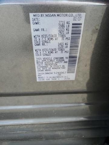 5N1DL0MN2HC526067 - 2017 INFINITI QX60 GRAY photo 13