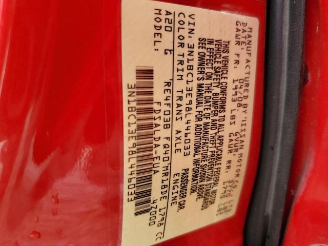 3N1BC13E98L446033 - 2008 NISSAN VERSA S RED photo 12