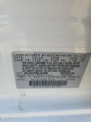 3N1CN7AP8KL824890 - 2019 NISSAN VERSA S Ağ foto 12