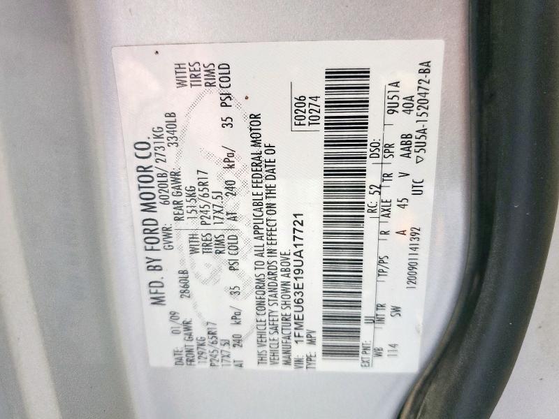 1FMEU63E19UA17721 - 2009 FORD EXPLORER XLT SILVER photo 13