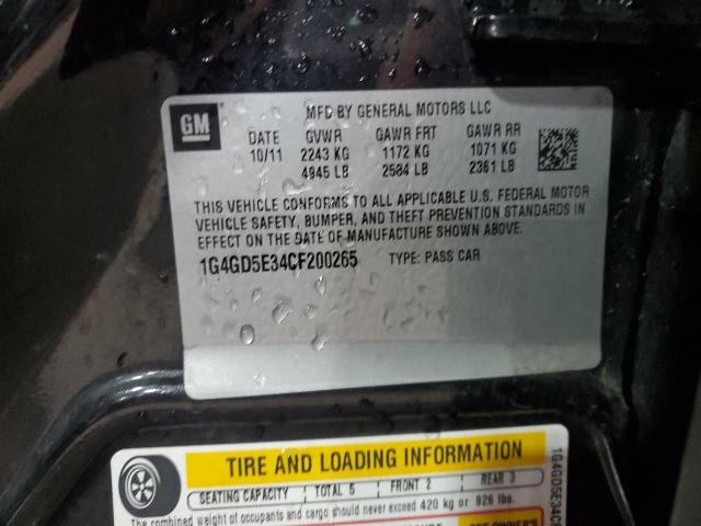 1G4GD5E34CF200265 - 2012 BUICK LACROSSE PREMIUM Schwarz Foto 12
