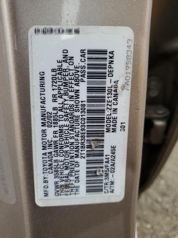 2T1BR38E93C013081 - 2003 TOYOTA COROLLA CE TAN photo 12