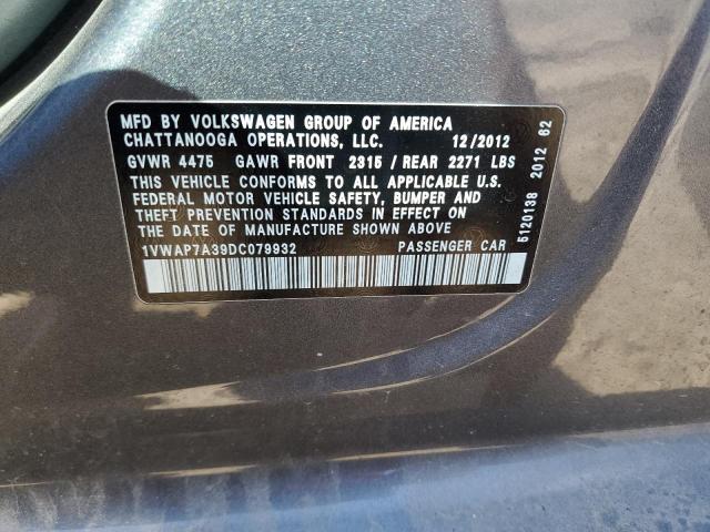1VWAP7A39DC079932 - 2013 VOLKSWAGEN PASSAT S GRAY photo 13