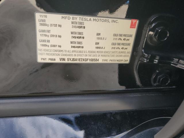 5YJSA1E2XGF168584 - 2016 TESLA MODEL S Սև լուսանկար 12