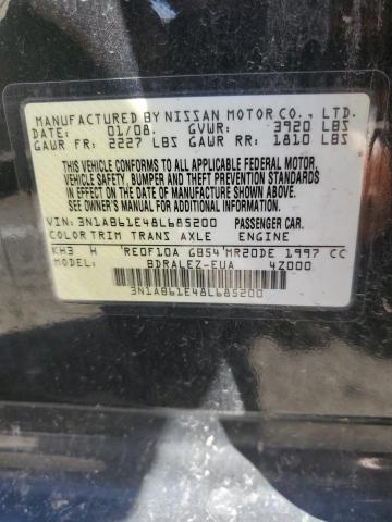 3N1AB61E48L685200 - 2008 NISSAN SENTRA 2.0 BLACK photo 12