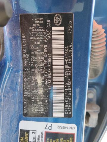 4T1BF1FK8HU639541 - 2017 TOYOTA CAMRY LE 蓝色 照片 12