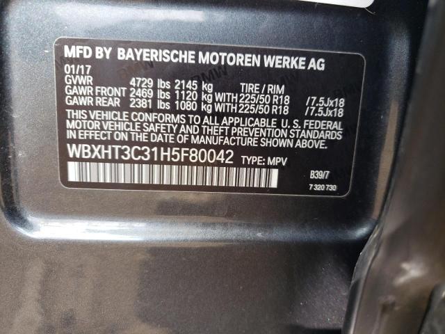 WBXHT3C31H5F80042 - 2017 BMW X1 XDRIVE28I BLACK photo 13