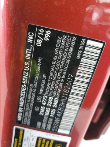 55SWF4KB3HU182609 - 2017 MERCEDES-BENZ C 300 4MATIC RED photo 12