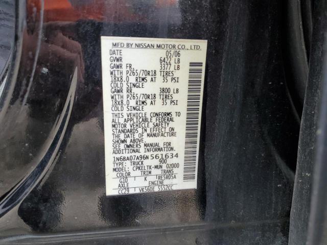 1N6BA07A96N561634 - 2006 NISSAN TITAN XE BLACK photo 13