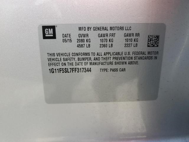 1G11F5SL7FF317344 - 2015 CHEVROLET MALIBU LTZ ვერცხლისფერი ფოტო 13