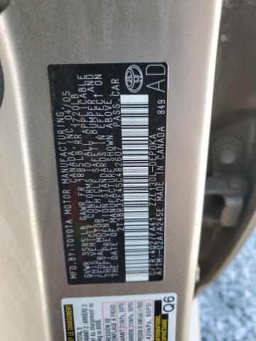 2T1BR32E45C482607 - 2005 TOYOTA COROLLA CE TAN photo 12