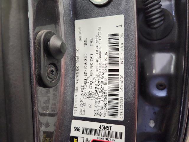 5TFCZ5AN1MX261354 - 2021 TOYOTA TACOMA DOUBLE CAB GRAY photo 12