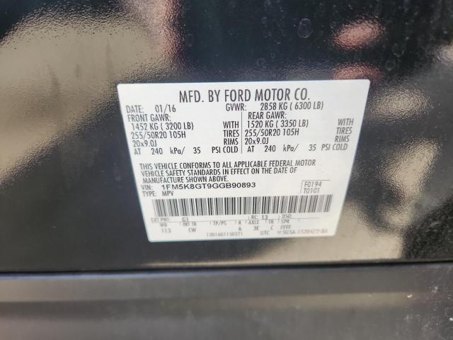 1FM5K8GT9GGB90893 - 2016 FORD EXPLORER SPORT BLACK photo 13