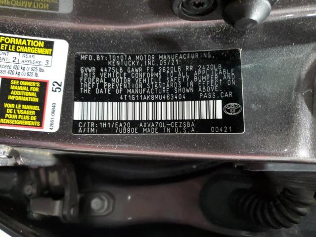 4T1G11AK8MU463404 - 2021 TOYOTA CAMRY SE გრაფიტი ფოტო 13