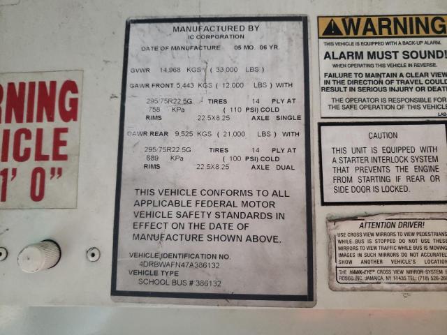 4DRBWAFN47A386132 - 2007 IC CORPORATION 3000 YELLOW photo 10