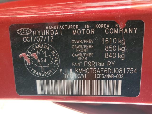 KMHCT5AE6DU081754 - 2013 HYUNDAI ACCENT GLS 红色 照片 13