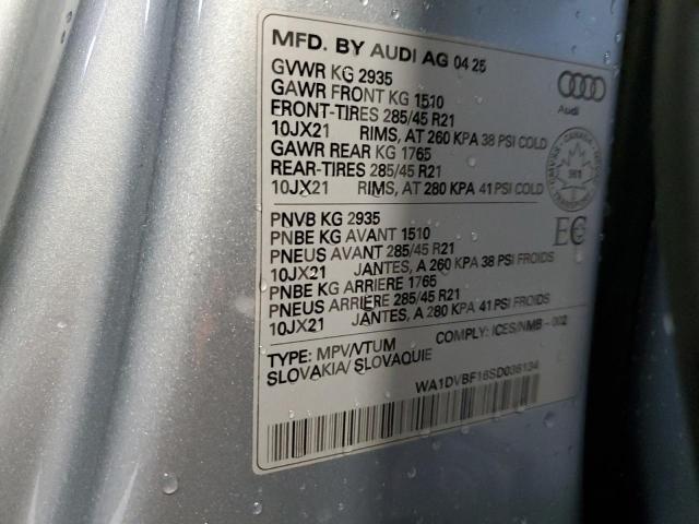 WA1DVBF16SD036134 - 2025 AUDI Q8 PROGRESSIV SILVER photo 13