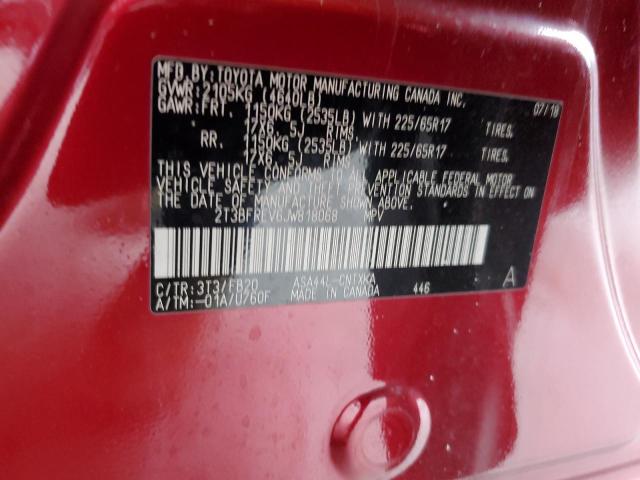 2T3BFREV6JW818068 - 2018 TOYOTA RAV4 LE Rojo foto 13