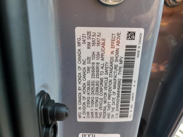 2HKRW2H84MH646842 - 2021 HONDA CR-V EXL GRAY photo 14