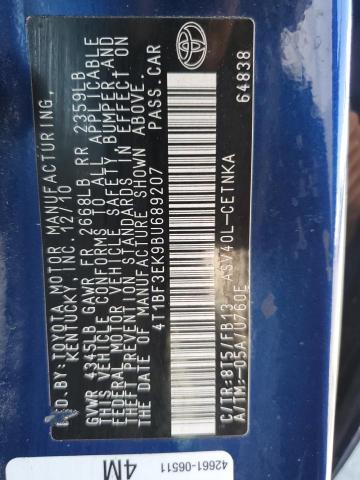 4T1BF3EK9BU689207 - 2011 TOYOTA CAMRY BASE Blau Foto 12
