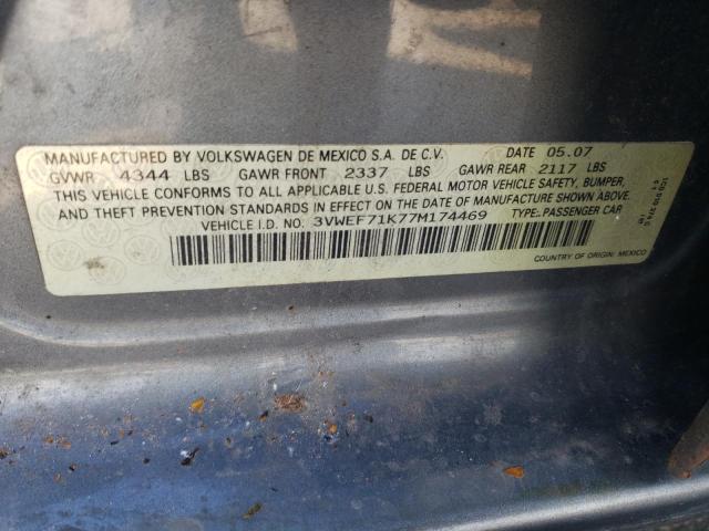 3VWEF71K77M174469 - 2007 VOLKSWAGEN JETTA WOLFSBURG 灰色 照片 12