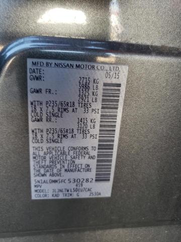 5N1AL0MM5FC530282 - 2015 INFINITI QX60 Boz foto 12