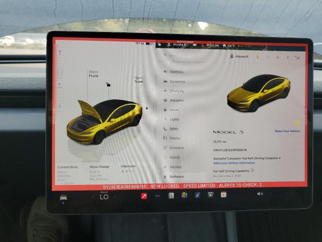 5YJ3E1EA1RF866116 - 2024 TESLA MODEL 3 Grafit fotoğraf 9