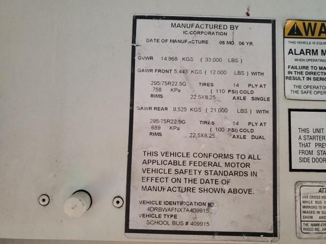 4DRBWAFNX7A409915 - 2007 IC CORPORATION 3000 YELLOW photo 10