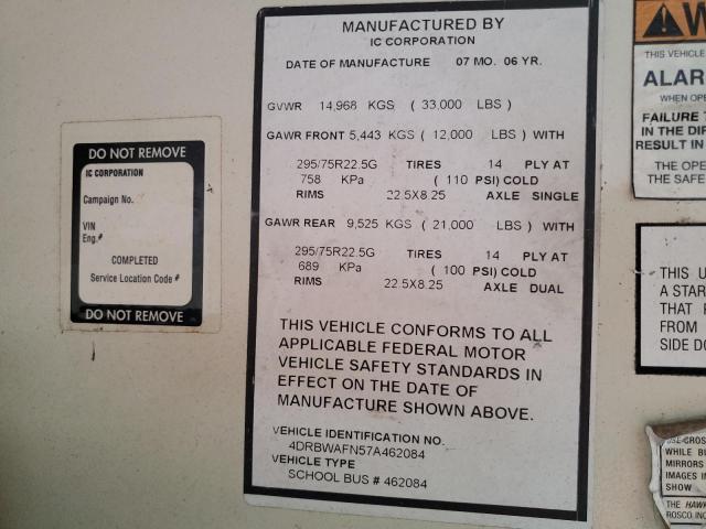 4DRBWAFN57A462084 - 2007 IC CORPORATION 3000 YELLOW photo 10