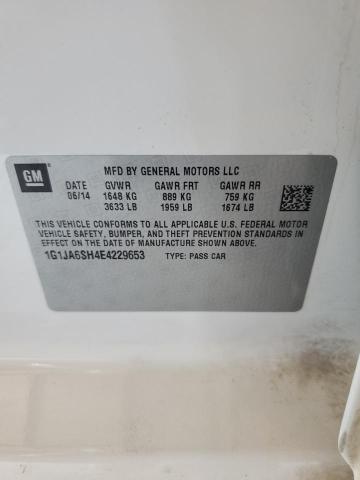 1G1JA6SH4E4229653 - 2014 CHEVROLET SONIC LS WHITE photo 12