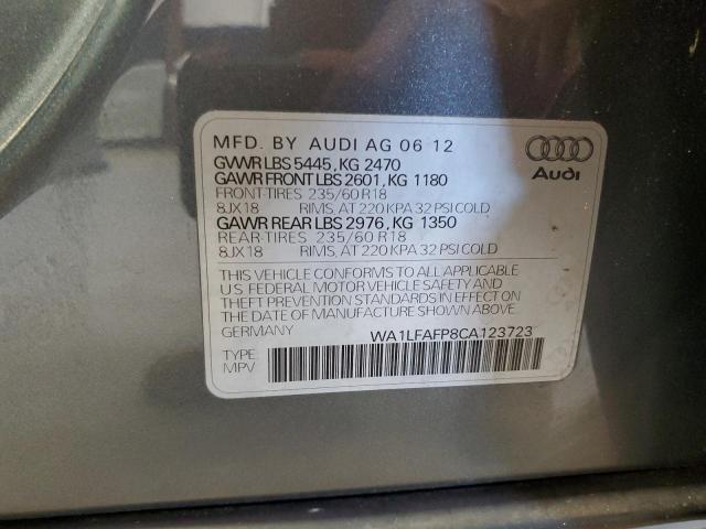 WA1LFAFP8CA123723 - 2012 AUDI Q5 PREMIUM PLUS GRAY photo 13