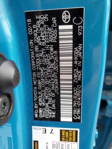 JTDKARFP7J3072618 - 2018 TOYOTA PRIUS PRIM 青绿色 照片 12