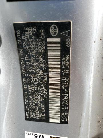 JTKDE177860117922 - 2006 TOYOTA SCION TC 银色 照片 12