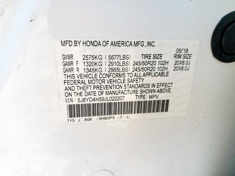 5J8YD4H59JL022207 - 2018 ACURA MDX TECHNOLOGY Ağ foto 14