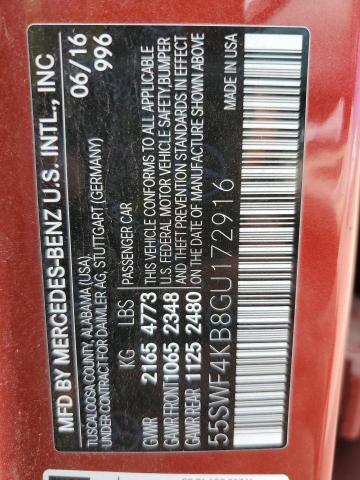 55SWF4KB8GU172916 - 2016 MERCEDES-BENZ C 300 4MATIC RED photo 12