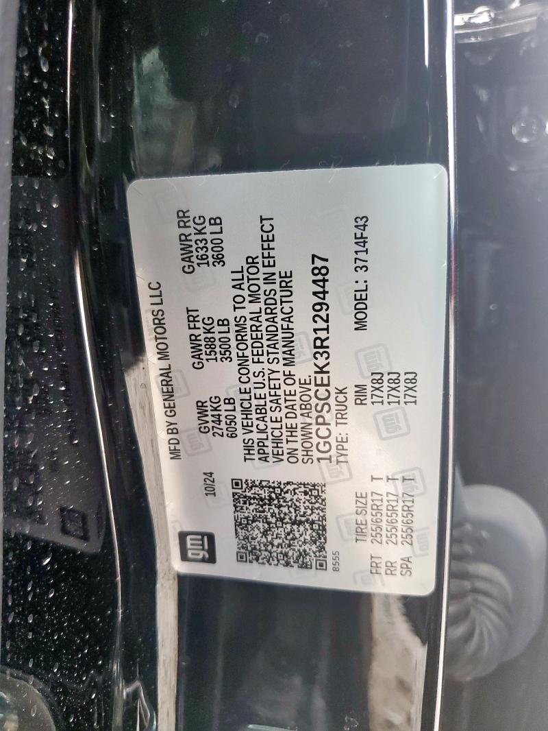 1GCPSCEK3R1294487 - 2024 CHEVROLET COLORADO LT BLACK photo 12