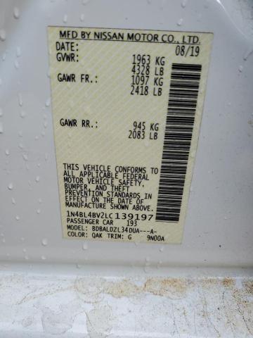 1N4BL4BV2LC139197 - 2020 NISSAN ALTIMA S WHITE photo 12