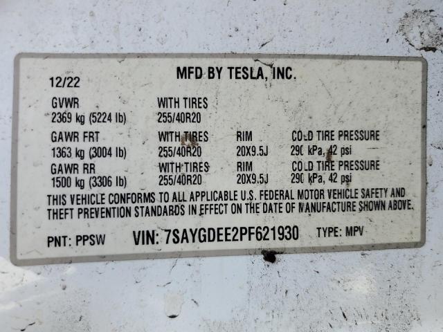 7SAYGDEE2PF621930 - 2023 TESLA MODEL Y Ağ foto 13
