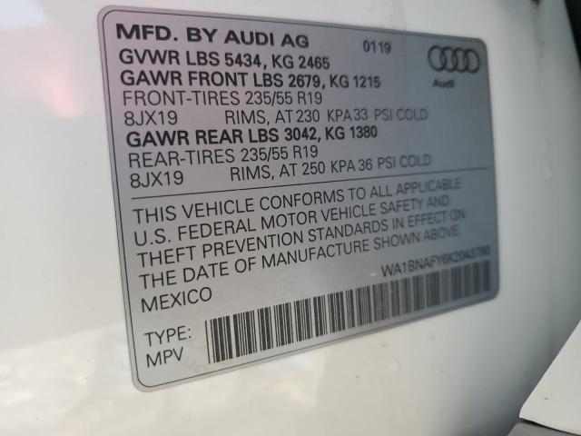 WA1BNAFY6K2043790 - 2019 AUDI Q5 PREMIUM PLUS 白色 照片 13
