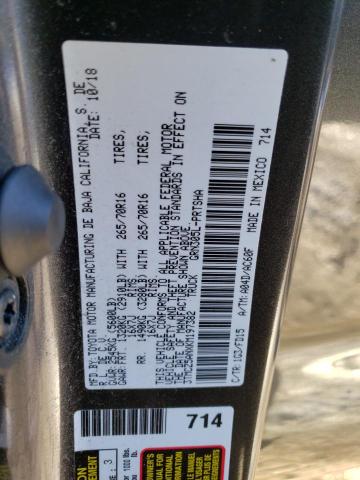 3TMCZ5ANXKM197382 - 2019 TOYOTA TACOMA DOUBLE CAB 灰色 照片 12