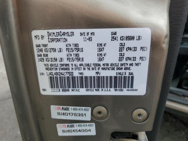 1J4GL48K24W177522 - 2004 JEEP LIBERTY SPORT Qızıl foto 13