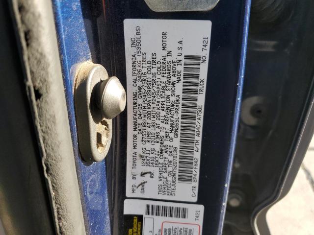 5TEJU62N75Z078139 - 2005 TOYOTA TACOMA DOUBLE CAB PRERUNNER BLUE photo 12