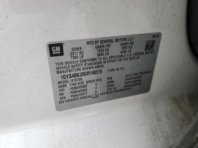 1GYS4BKJ8GR148315 - 2016 CADILLAC ESCALADE LUXURY თეთრი ფოტო 13