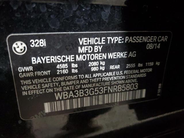 WBA3B3G53FNR85803 - 2015 BMW 328 XI BLACK photo 12