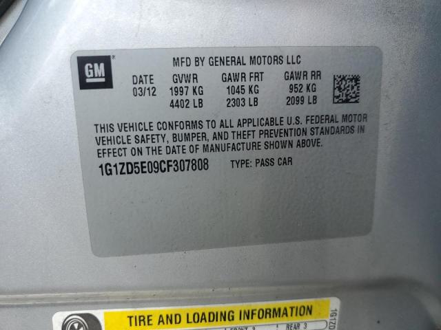 1G1ZD5E09CF307808 - 2012 CHEVROLET MALIBU 2LT ვერცხლისფერი ფოტო 13