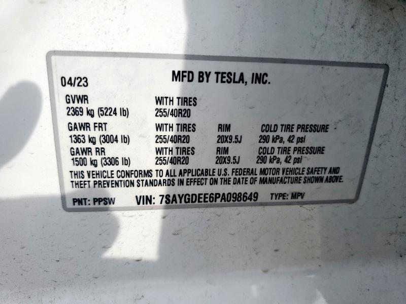 7SAYGDEE6PA098649 - 2023 TESLA MODEL Y WHITE photo 14