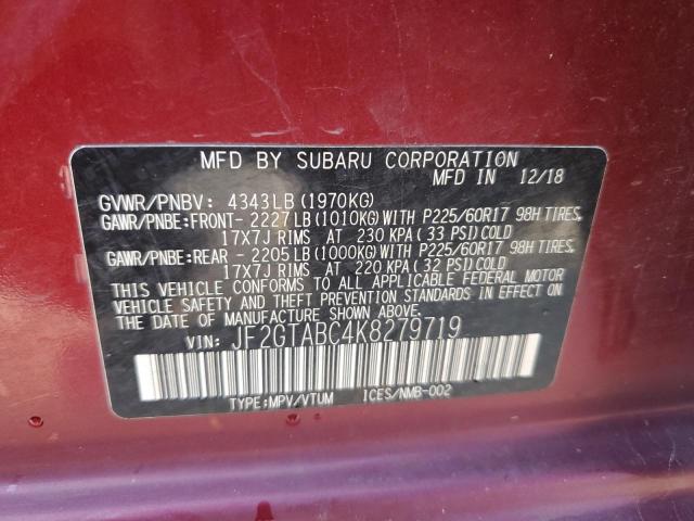 JF2GTABC4K8279719 - 2019 SUBARU CROSSTREK 栗色 照片 13