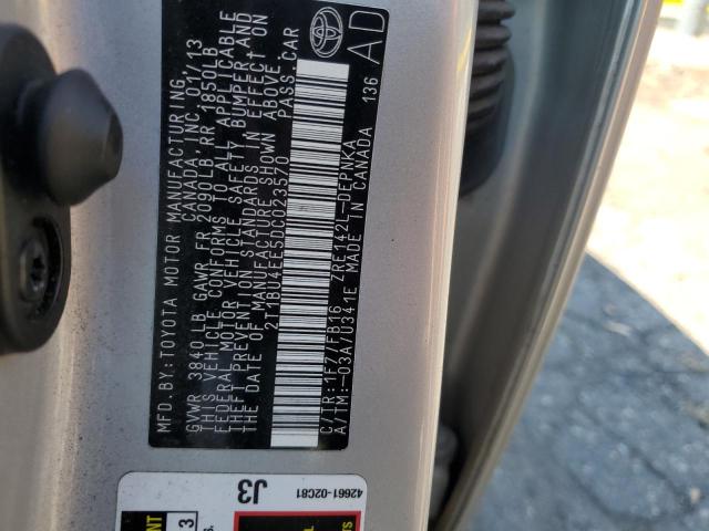 2T1BU4EE5DC023570 - 2013 TOYOTA COROLLA BASE فضي صورة 12