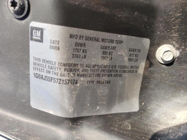 1G8AJ55F57Z137074 - 2007 SATURN ION LEVEL 2 WHITE photo 12